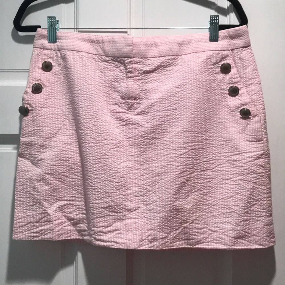 Pink and White Seersucker mini skirt
